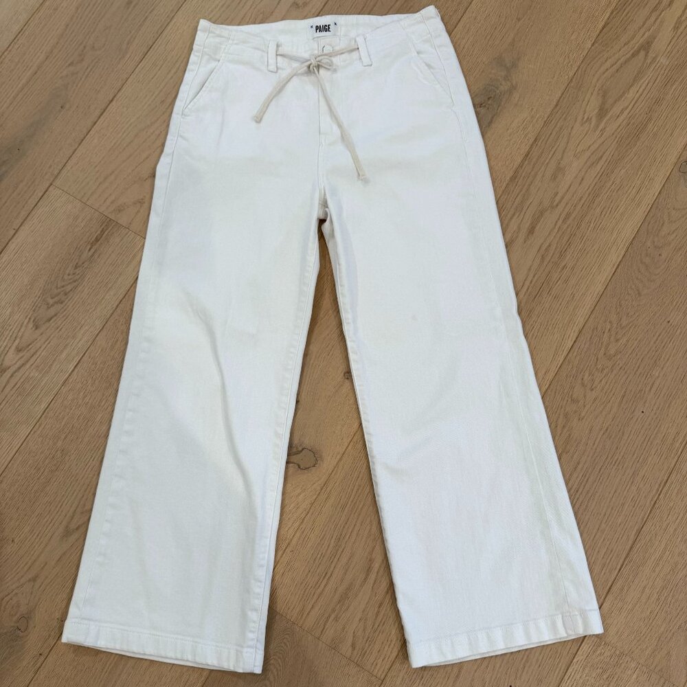 PAIGE Size 28- White Denim Drawstring Waist  Crop Trousers